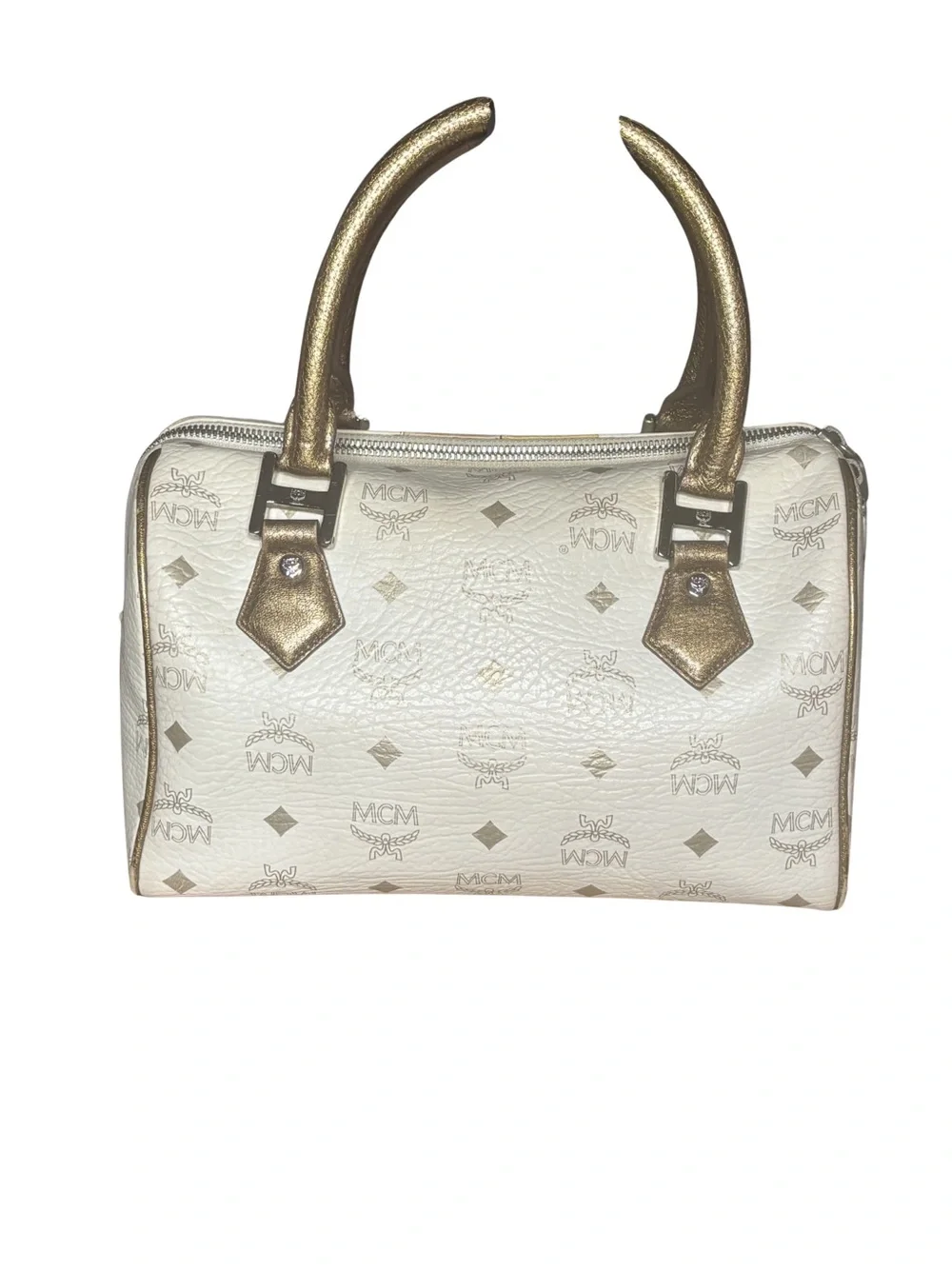 MCM Visetos Leather-Trimmed Boston Bag - Picture 2 of 9